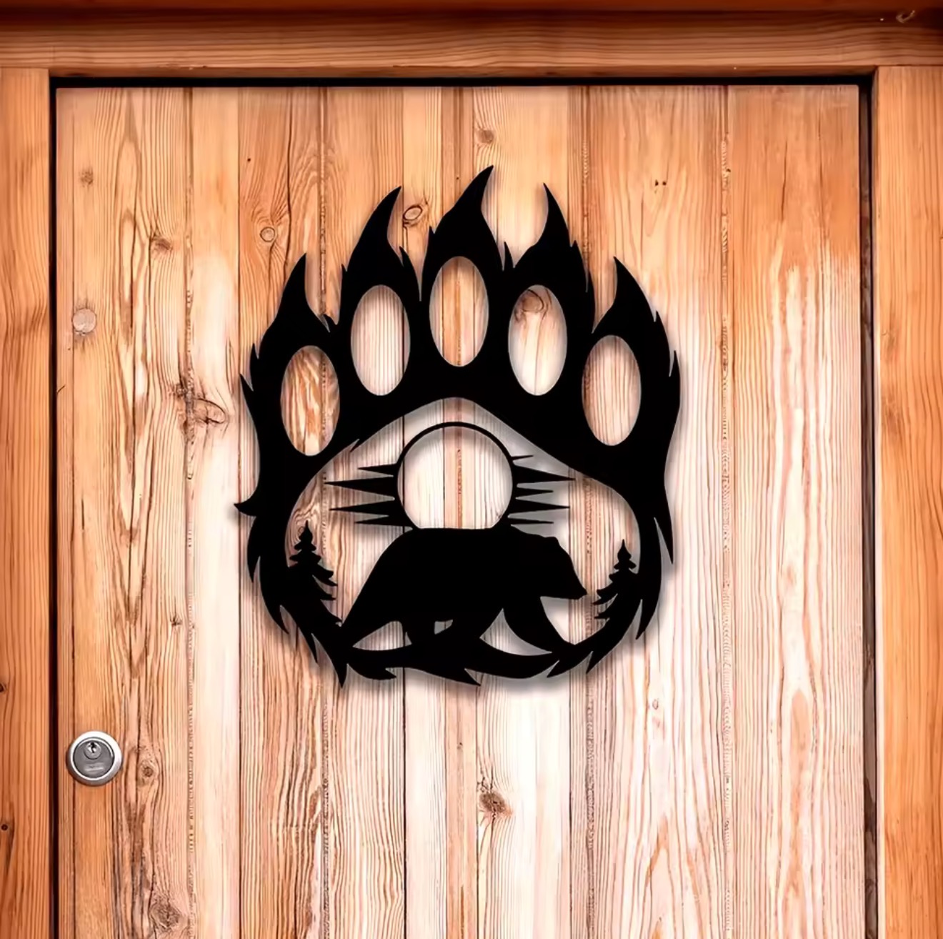 Rustic Metal Bear Paw Wall Art - Hunting Outdoor Decor ulasan dan harga