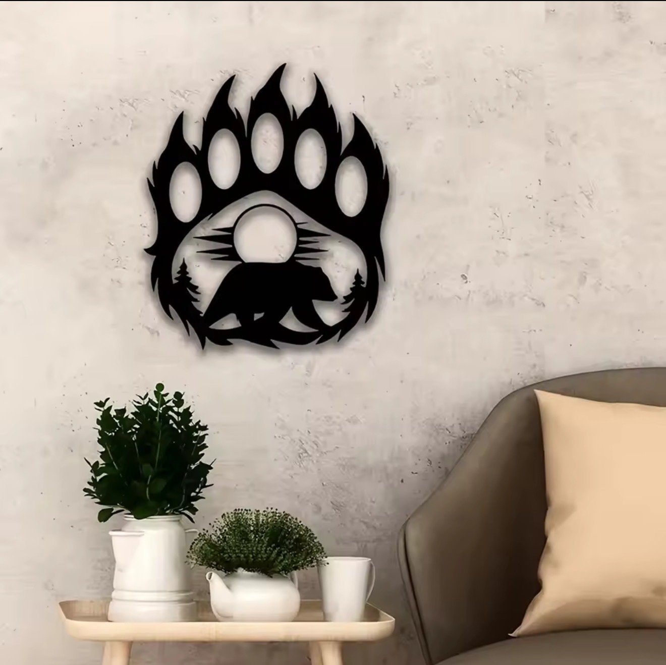 Rustic Metal Bear Paw Wall Art - Hunting Outdoor Decor ulasan dan harga